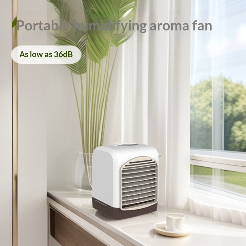 USB Desktop Fan with Water Cooling and Aromatherapy Pad - White