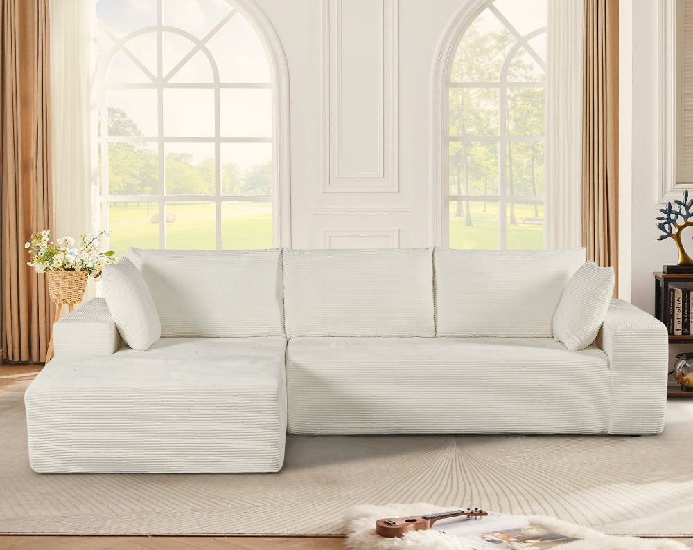CozyForm Convertible Sectional Sofa In Soft Corduroy, Modern Comfy