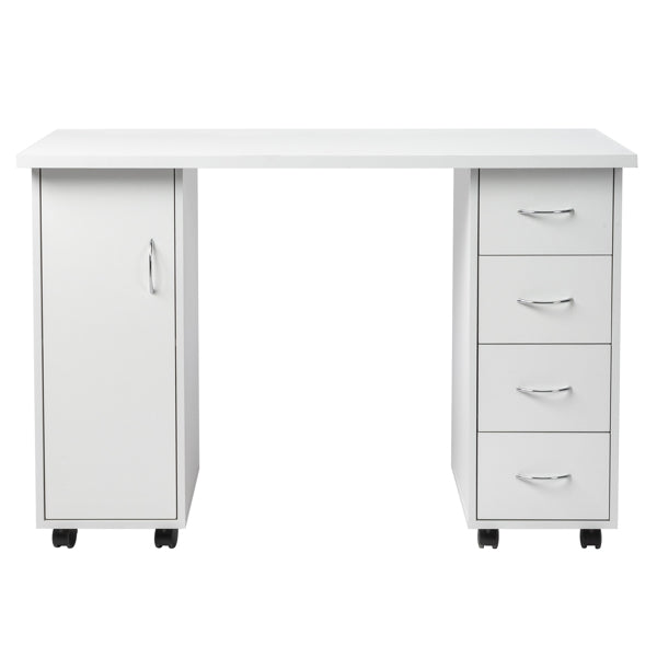 White Computer Desk with 4 Drawers and Wrist Rest - 120x54x81cm