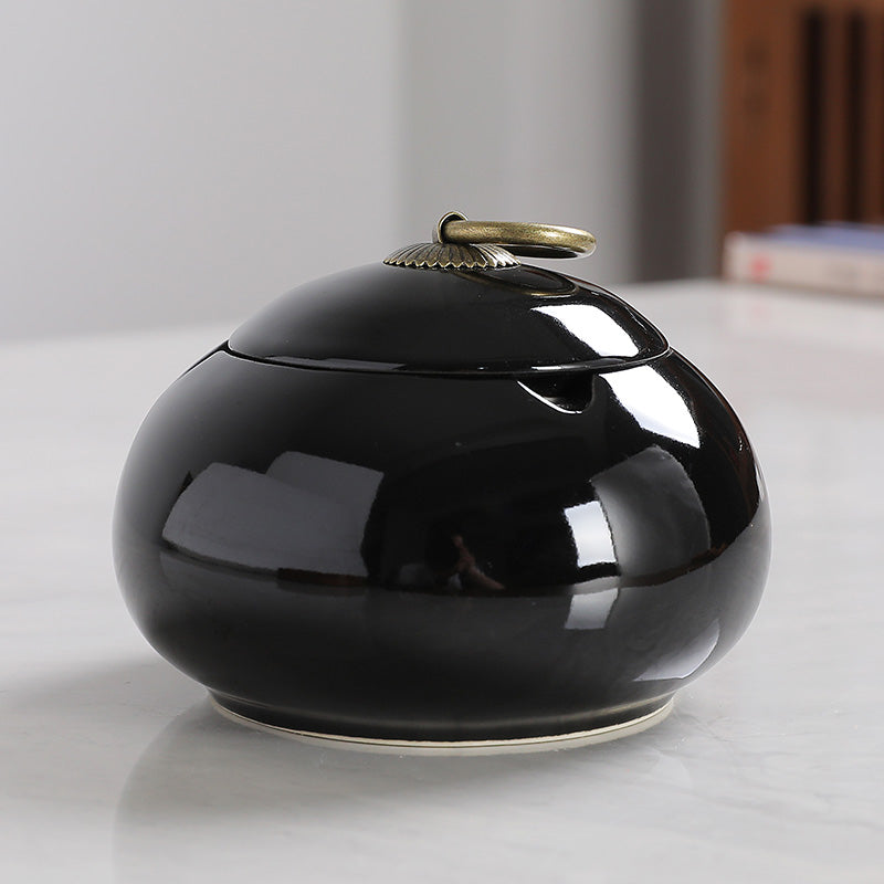 Ceramic Windproof Ashtray with Cover - Multiple Colors for Home & Garden