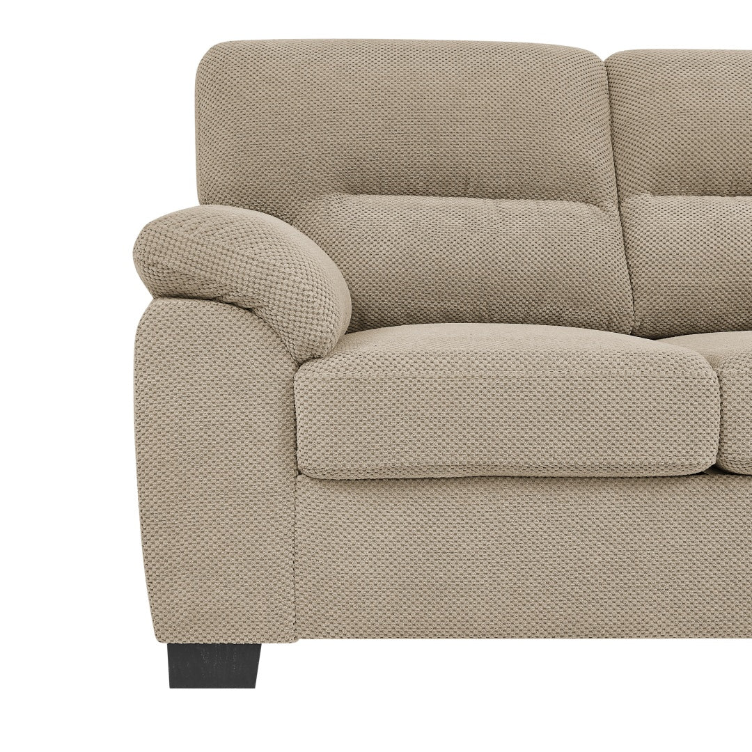 Modern 3-Seater Sofa - Upholstered Textured Fabric Couch - Camel