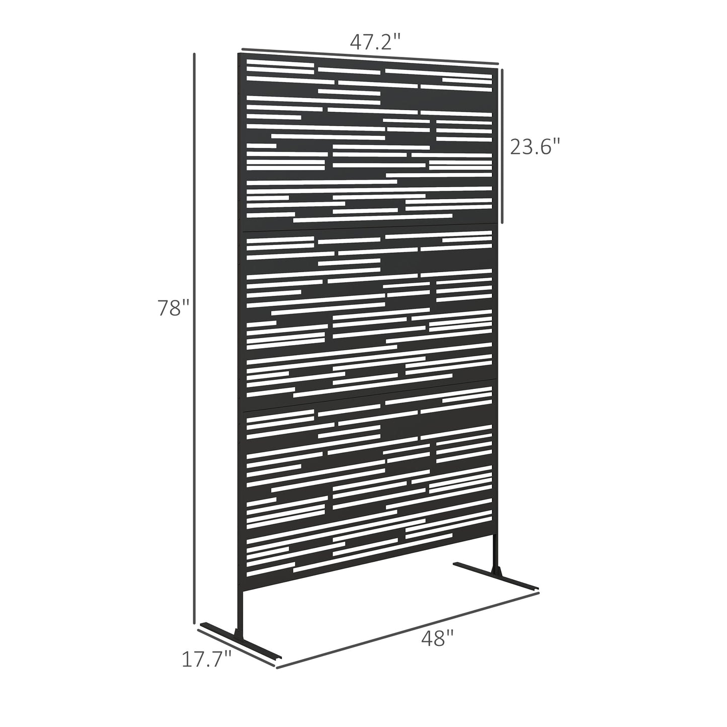 Metal Outdoor Privacy Screen - 78" H x 48" W - Black
