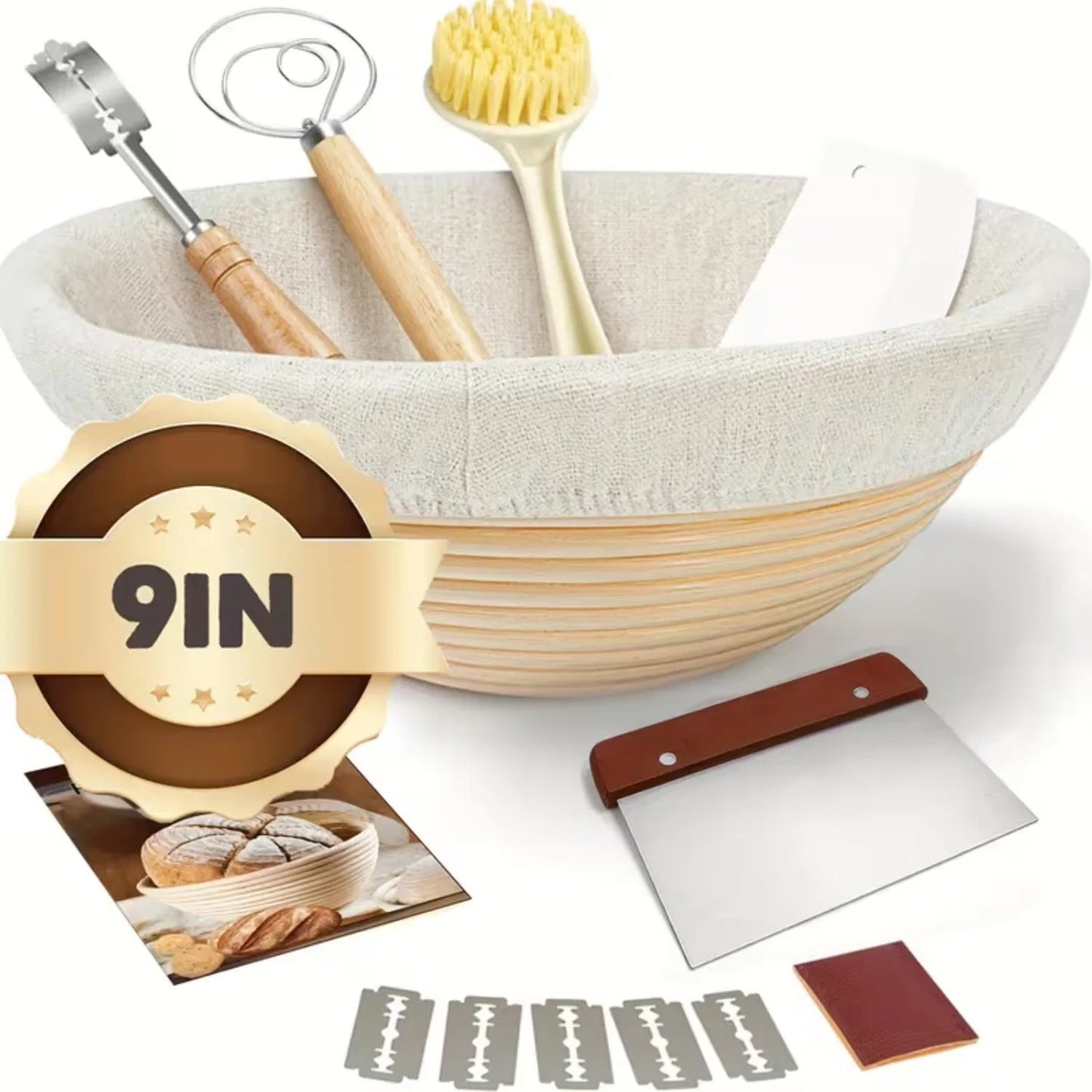 Bread Proofing Basket, Sourdough Baking Supplies, Round 9-inch