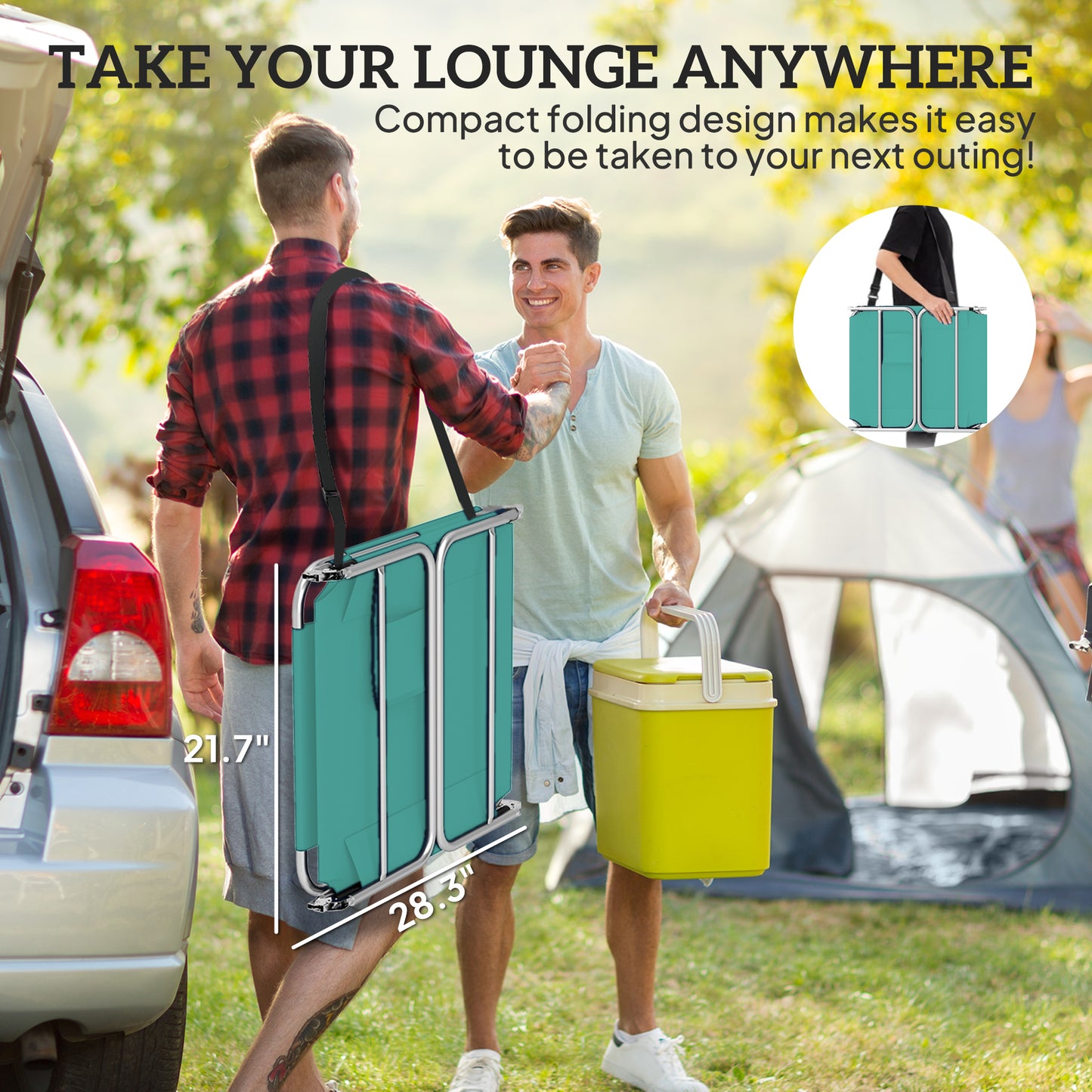 Adjustable Folding Tanning Chair with Face Hole - Light Green