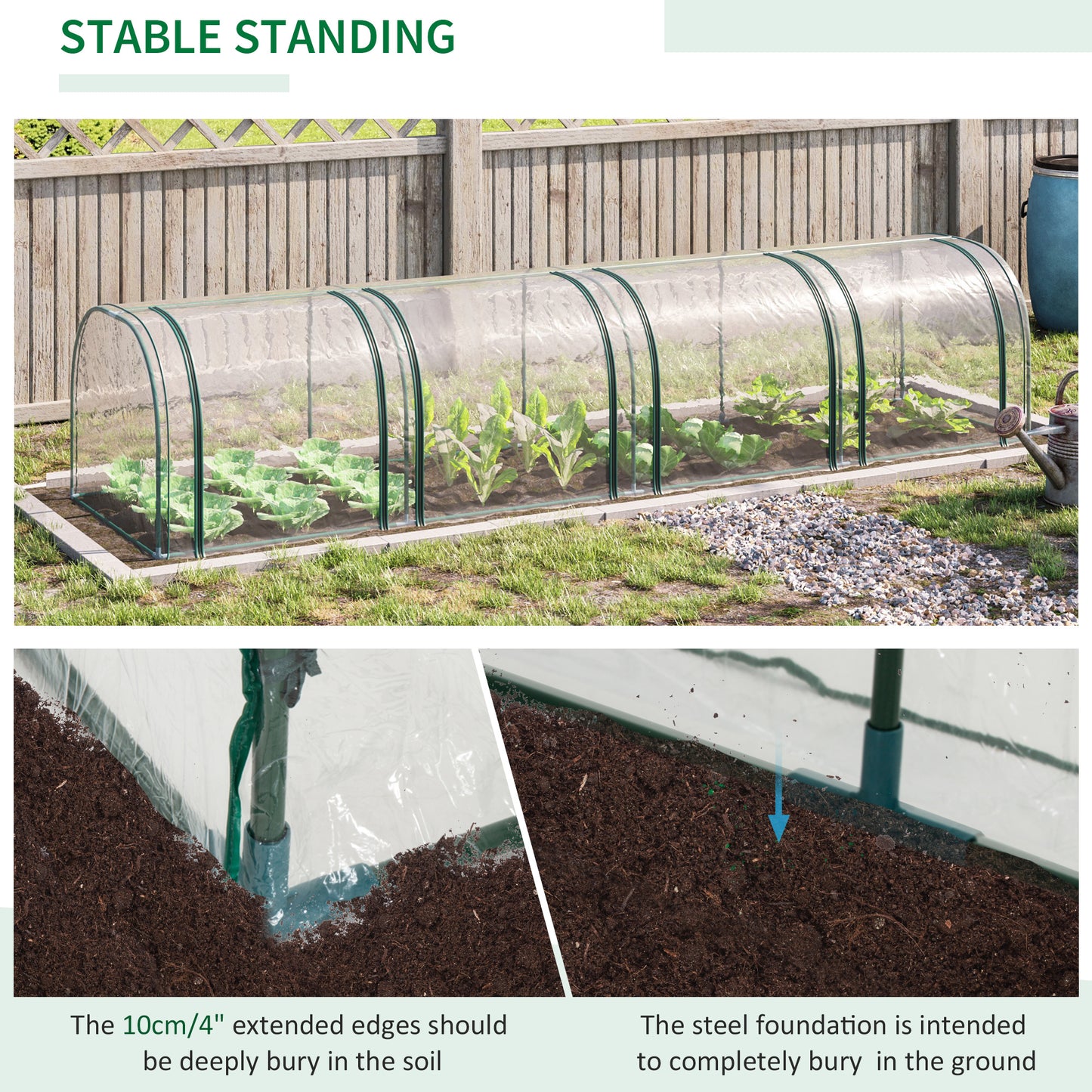 Portable Greenhouse with 4 Zippered Doors - Dark Green