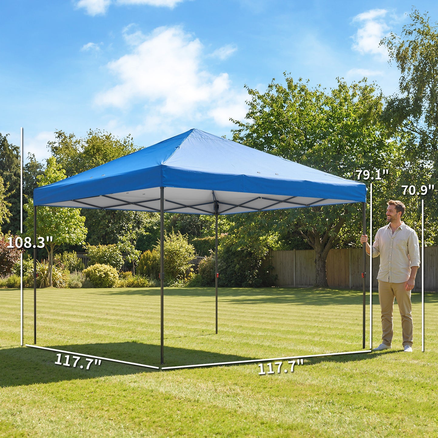 10x10 ft Portable Pop Up Canopy Tent with Roller Bag - Dark Blue