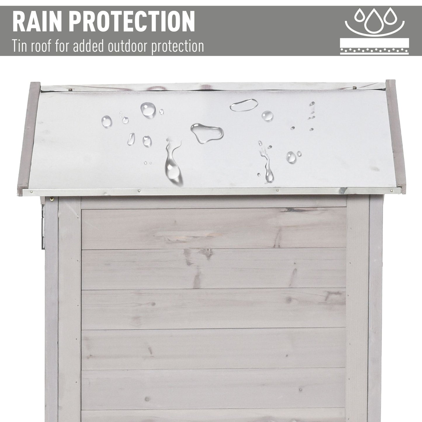 Wooden Garden Storage Cabinet 4-Tier Lockable Shed with Foot Pad Handle