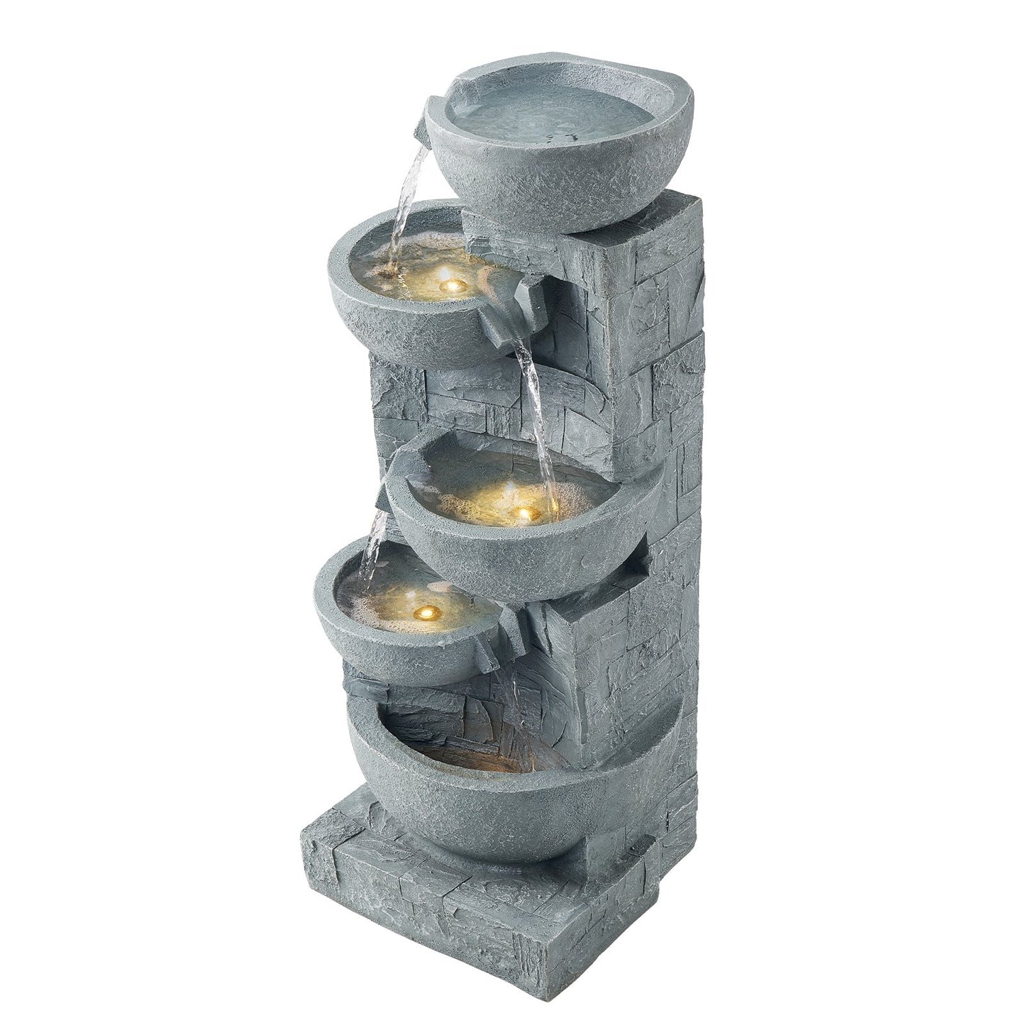 Outdoor 5-Tier Bowls Water Fountain - Cascading Garden Decor, 31.5 Inch