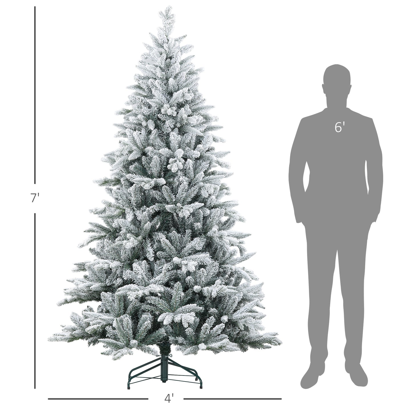 7ft Snow-Flocked Artificial Christmas Tree - Easy Assembly