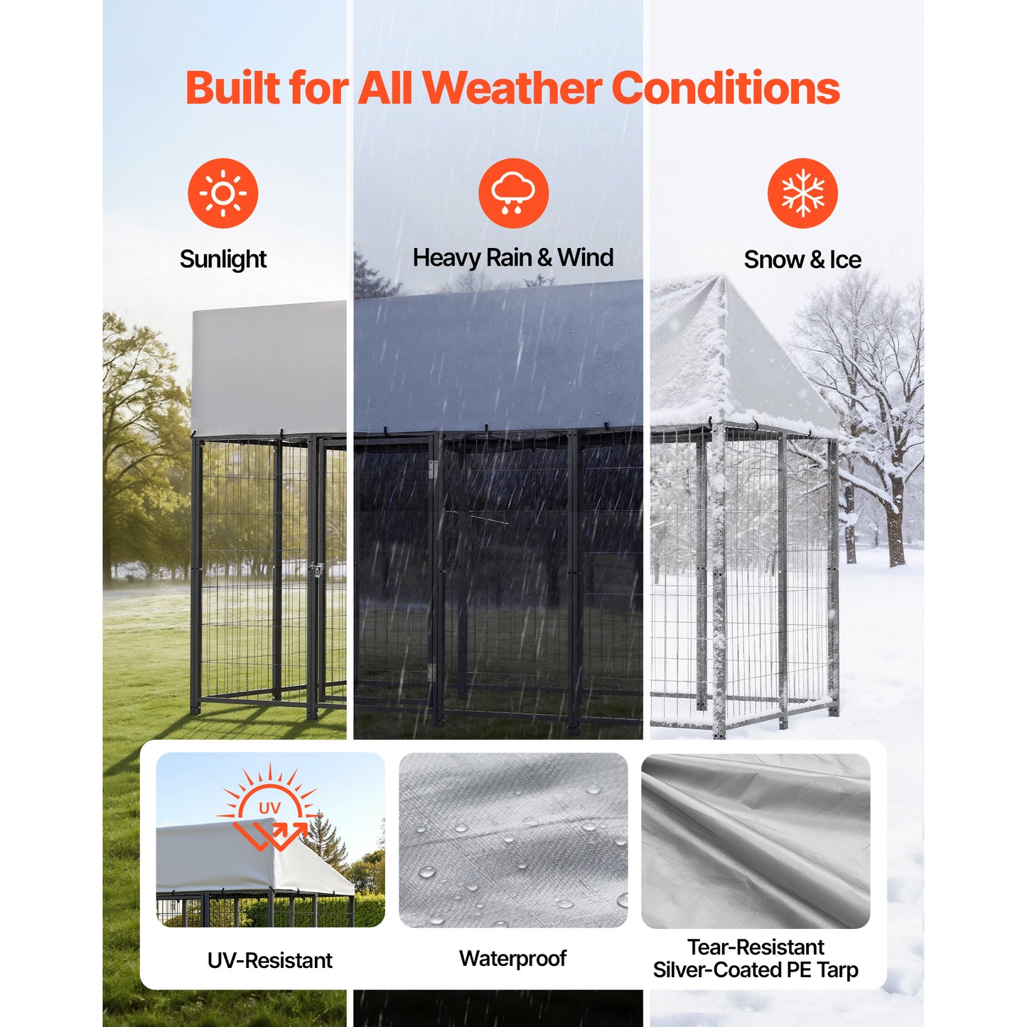 Large Outdoor Dog Kennel 7.87x3.94x5.4 Ft Waterproof Heavy Duty Enclosure with Lock