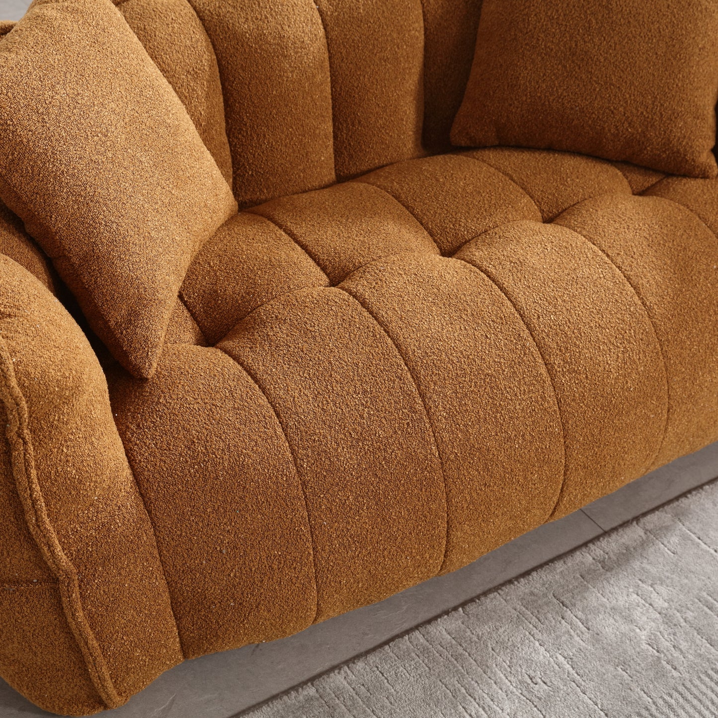 Yellow Beanbag Chair for Two - Soft Chenille Foam Recliner