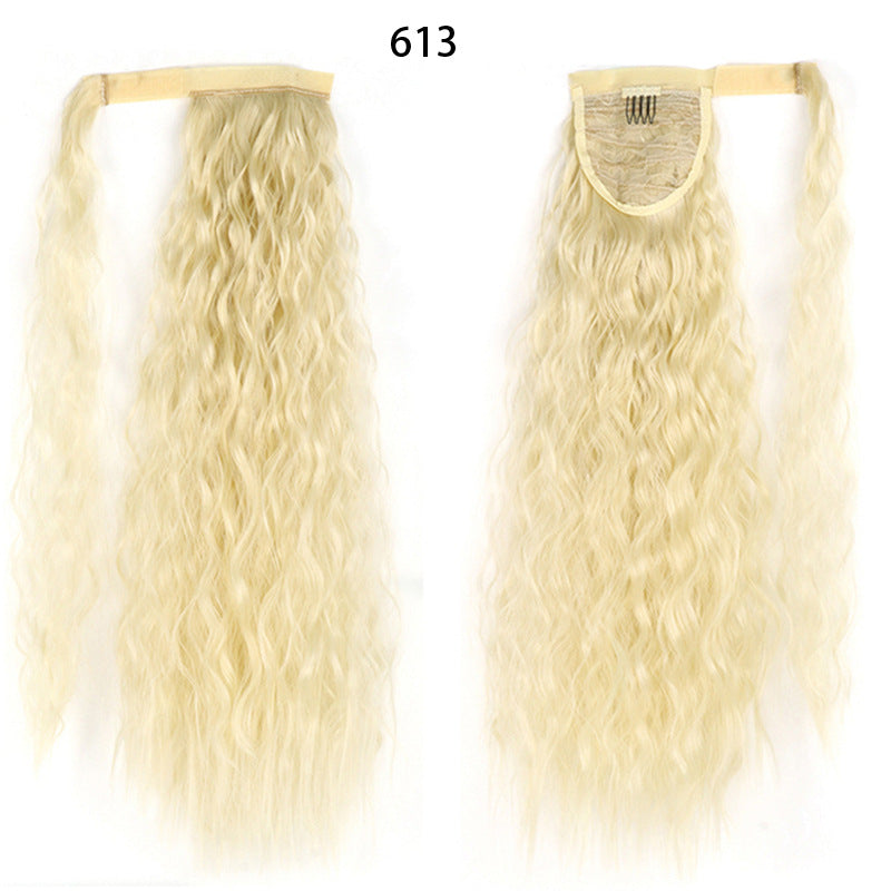 Water Wave Ponytail Wig with Velcro Band High Temperature Synthetic Hair