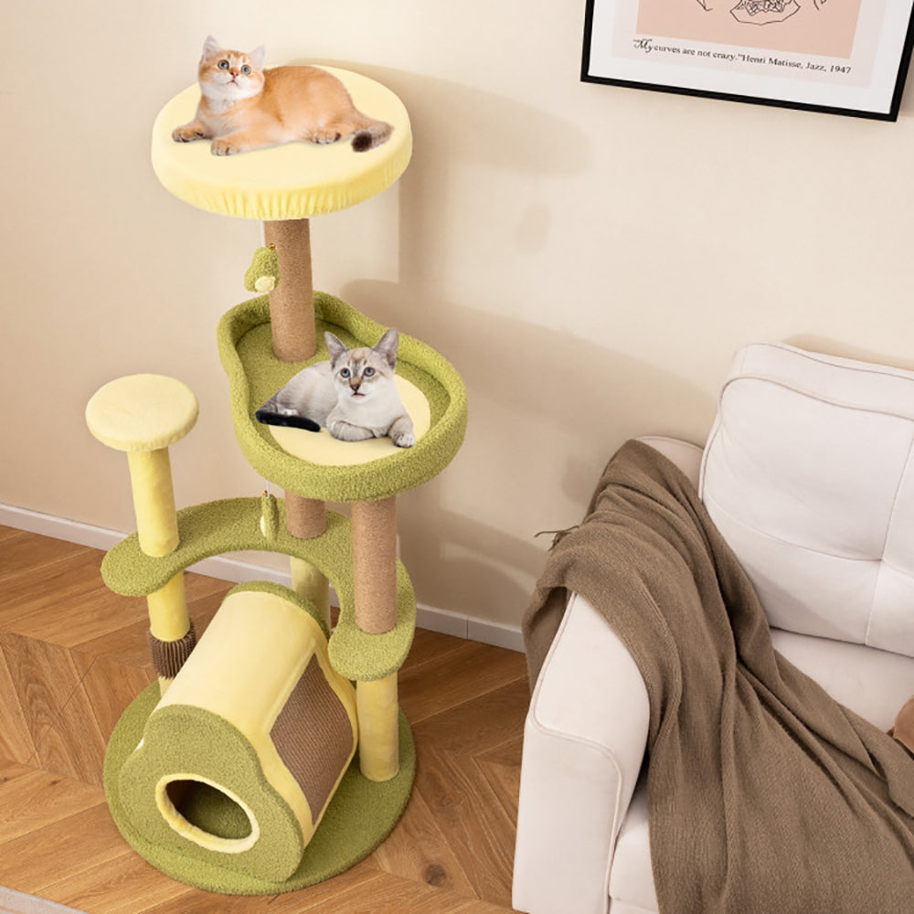 Freestanding Multi-Level Cat Tower with Private Condo & Avocado-Shaped Platform