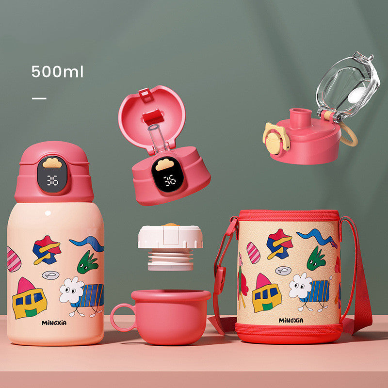 Children's Insulated Stainless Steel Water Cup with Bouncing Lid - 500-600ML