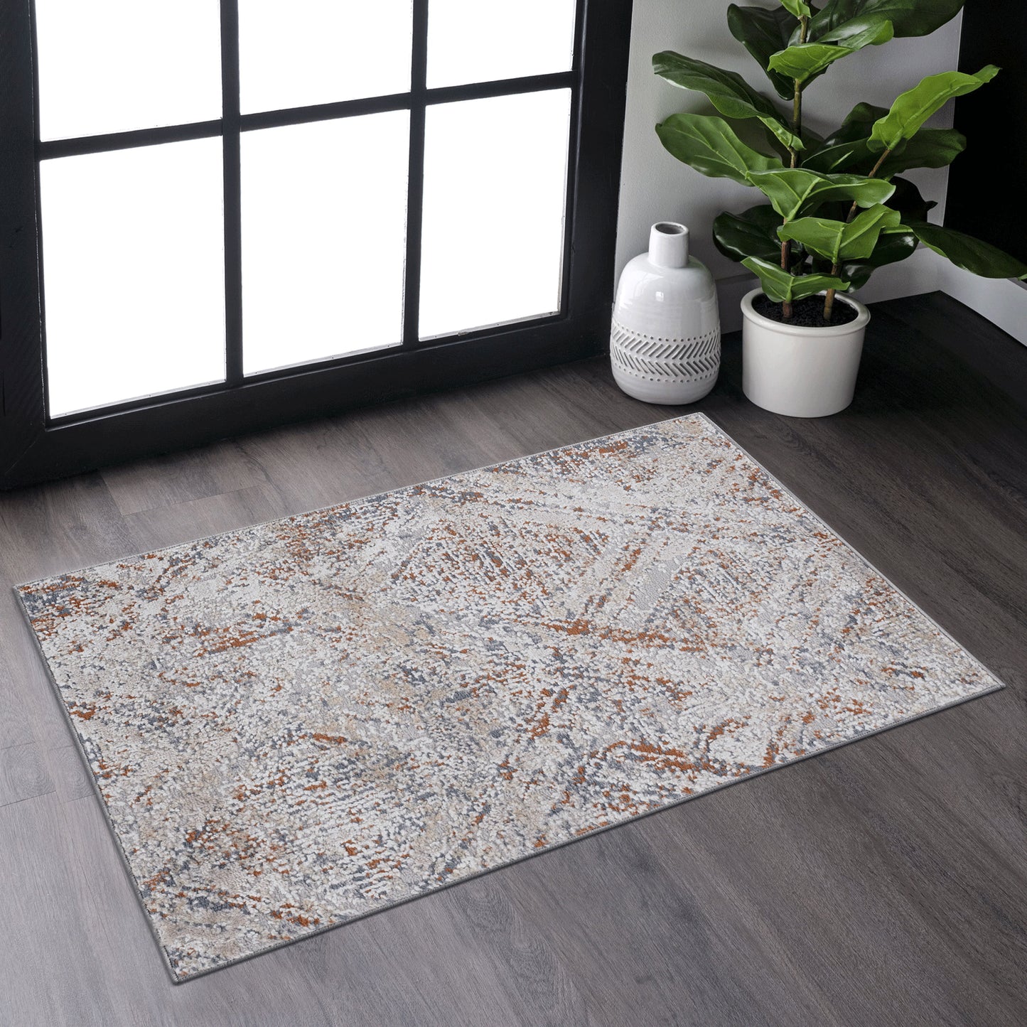 PAYAS 2X3 Beige Geometric Doormat Rug