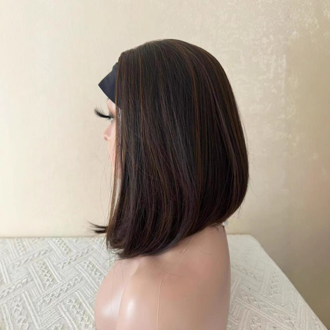 Brown Lace Wigs for Women - Gradient Middle Part Synthetic Hair Style DM791430