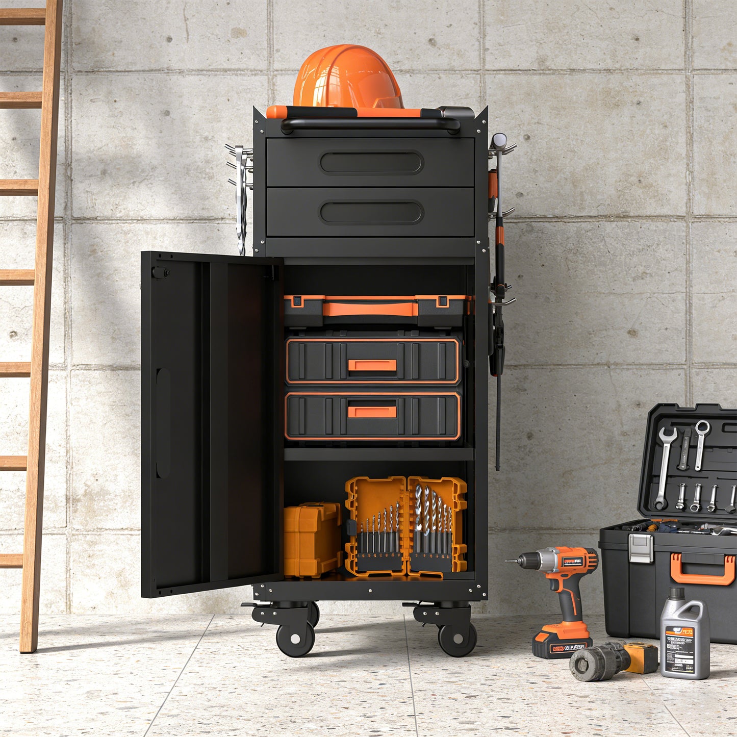 34.3 Narrow Rolling Tool Cabinet - Space-Saving Garage Storage With