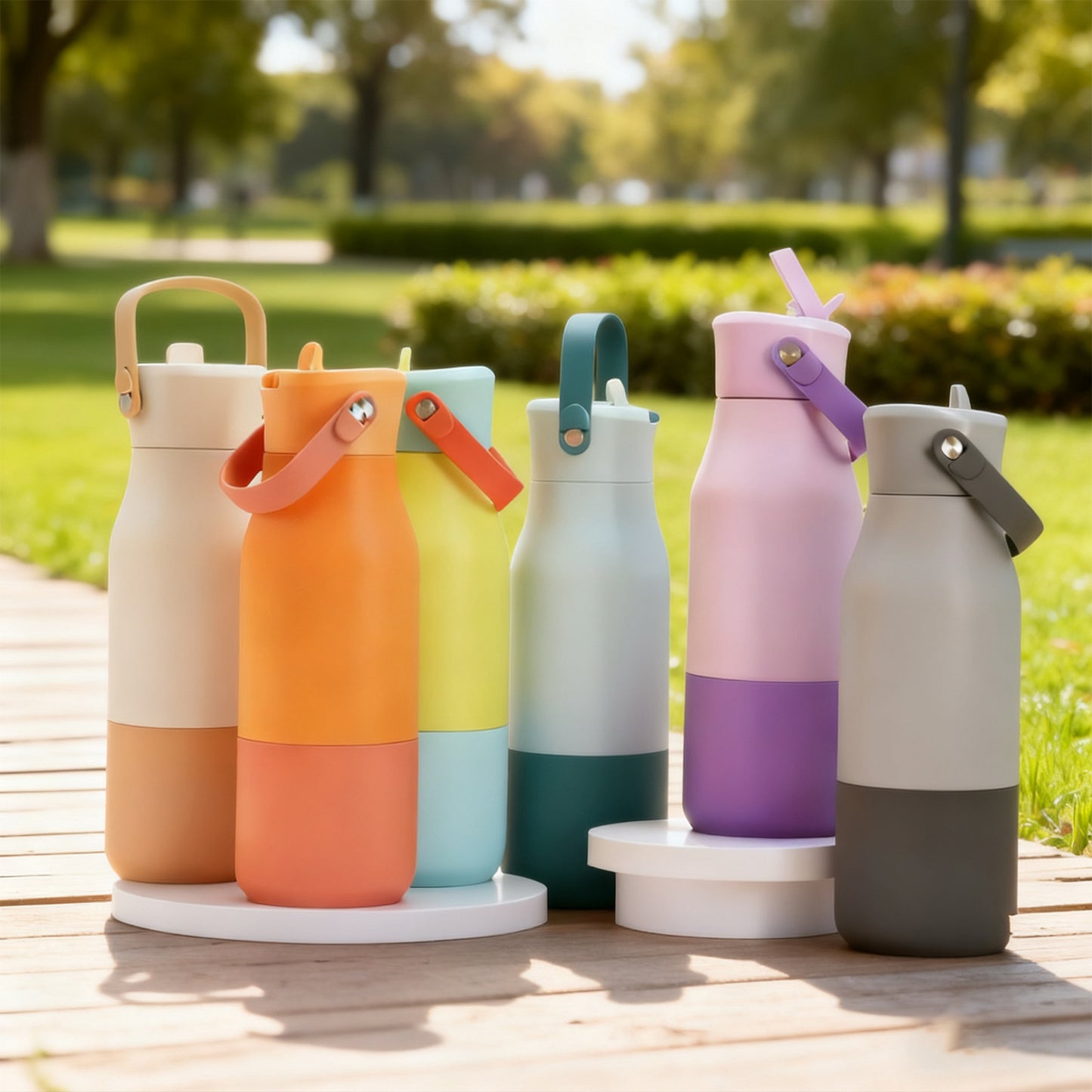 Insulated Stainless Steel Bottle with Detachable Handle - 650ml, Multiple Colors