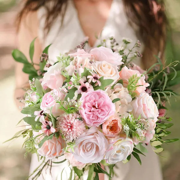 Artificial Pink Roses Flowers Set - DIY Wedding & Home Decor