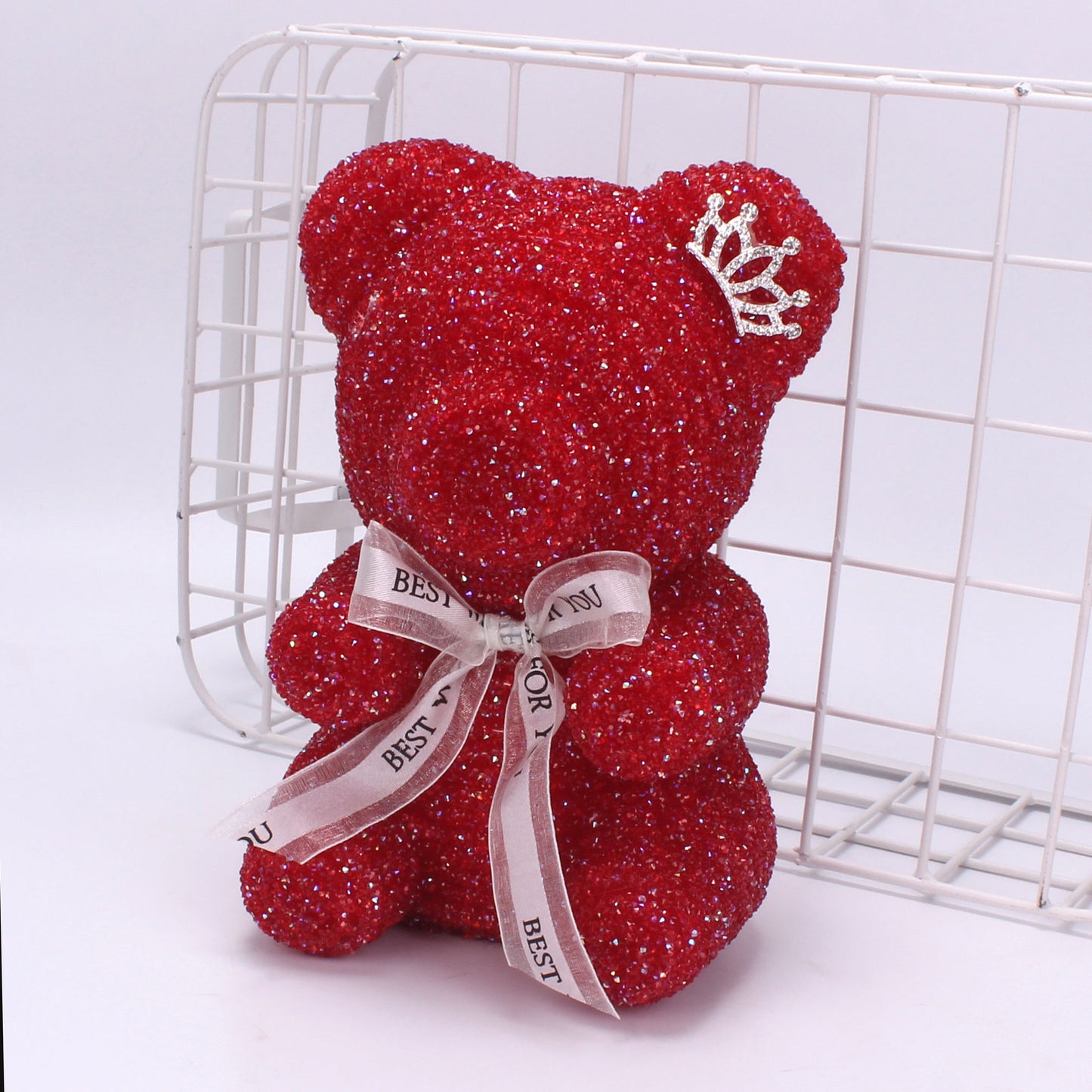 Decorative Crystal Diamond Bear Birthday Gift Crown Foam Bear for Party Decor