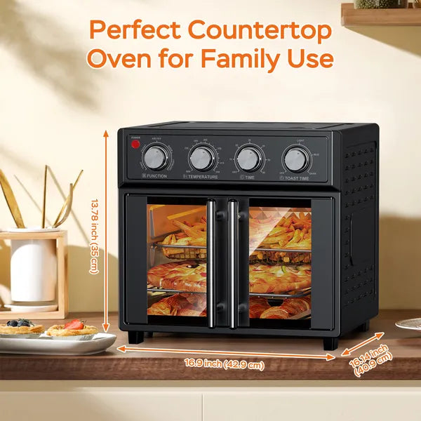 29.5 Quart Extra Large Air Fryer Toaster Oven with French Door - Multifunction Kitchen Appliance