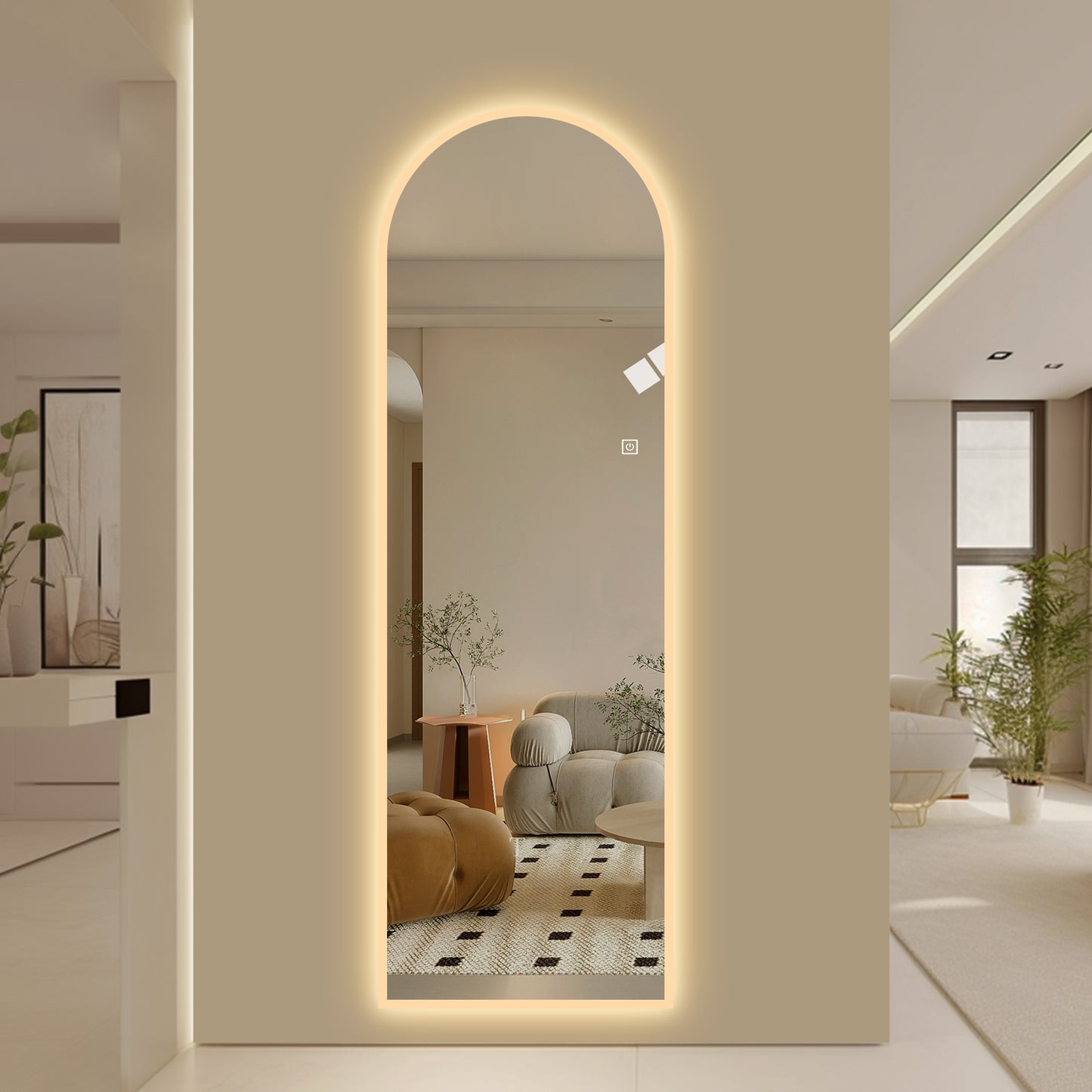 LED Full Length Wall Mirror - 65" x 21" with Dimmable Lighting