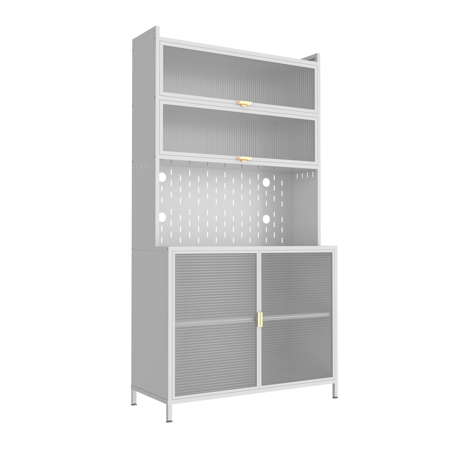 73'' Tall Kitchen Pantry Cabinet with 6-Tier Metal Storage - White