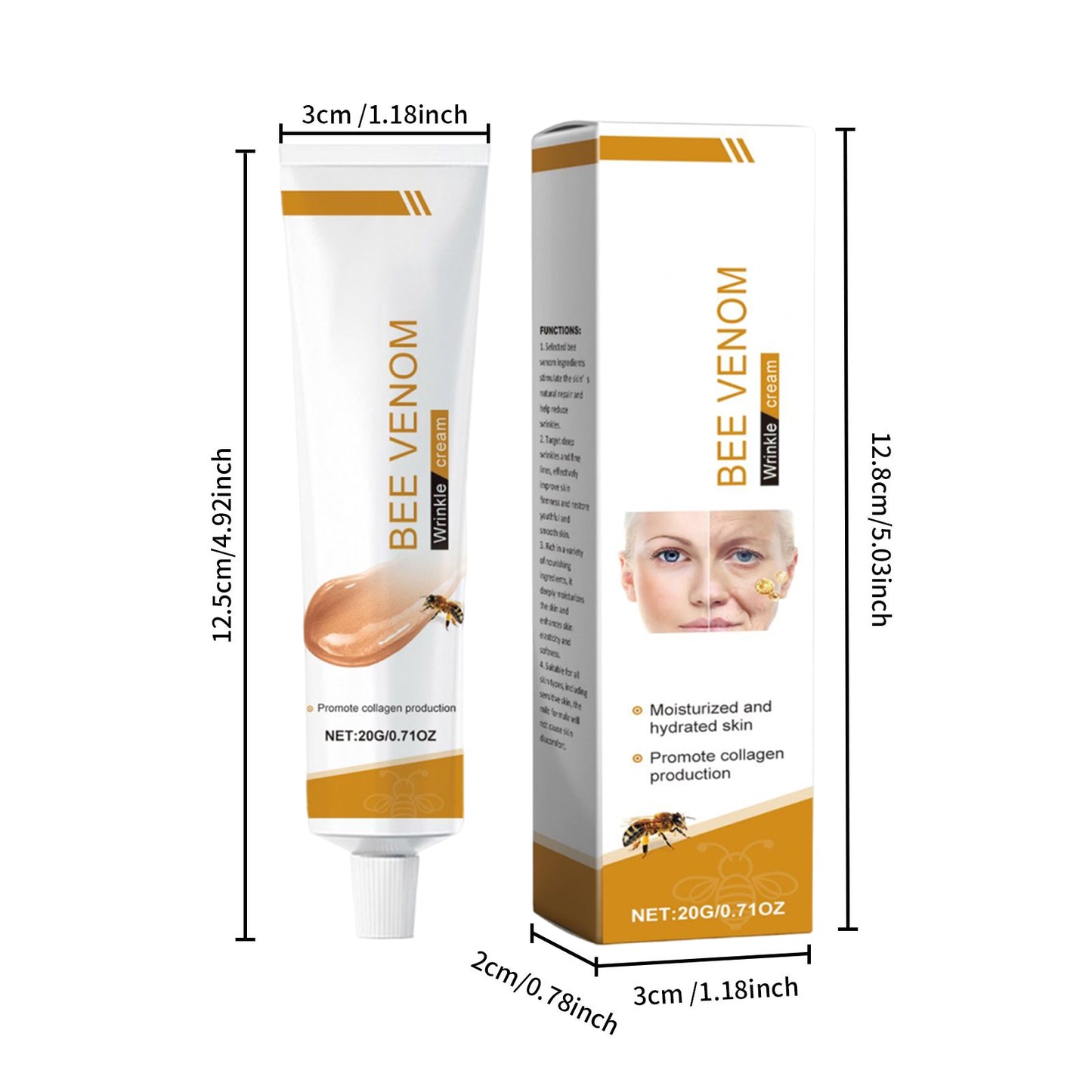 Bee Venom Anti-Wrinkle Facial Cream 20g - Skin Tightening & Moisturizing