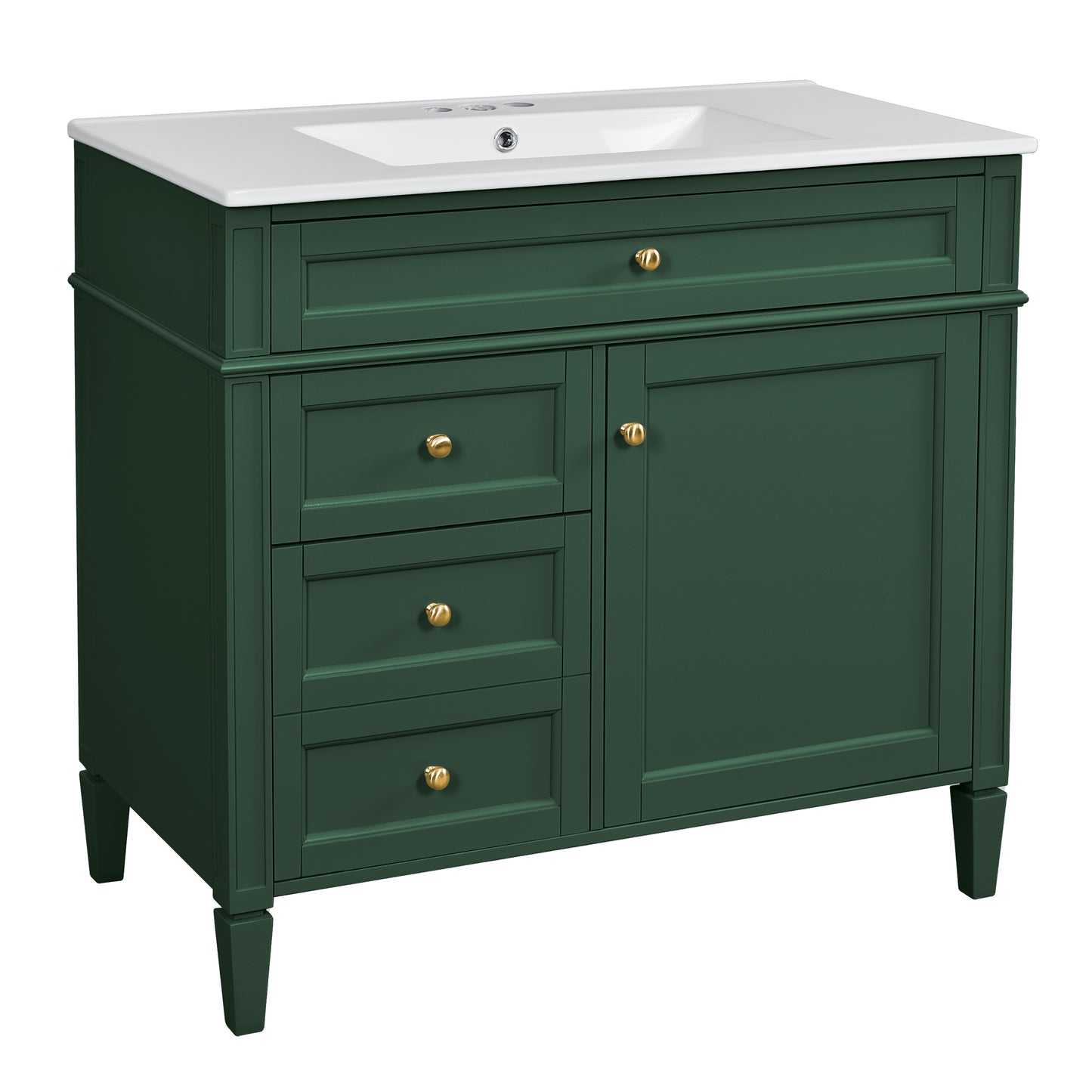 36'' Green Bathroom Vanity with Medicine Cabinet & Sink