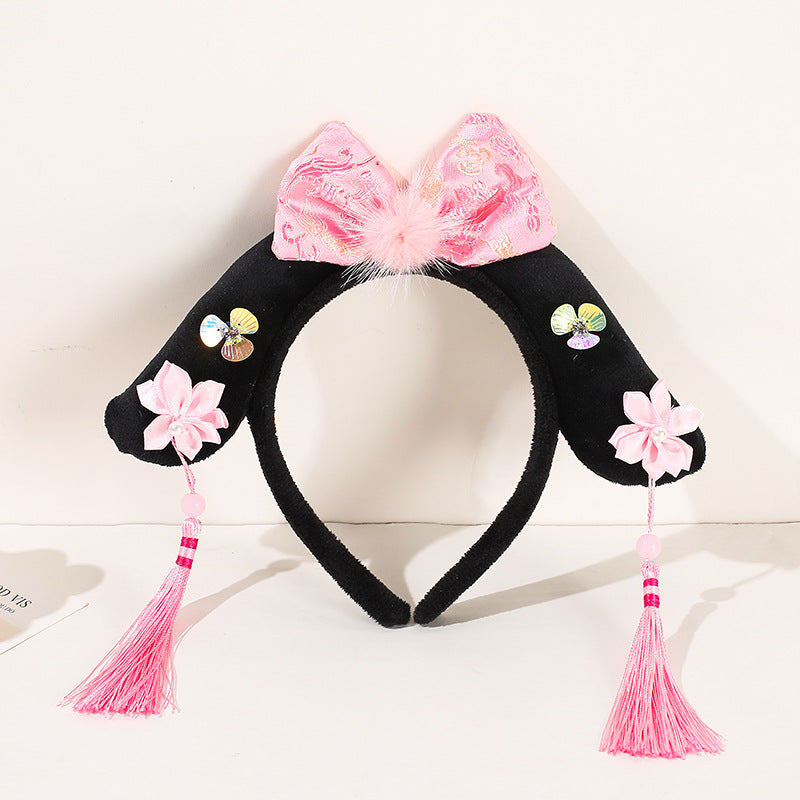 Vintage Princess Tassel Headband with Pearls & Rhinestones