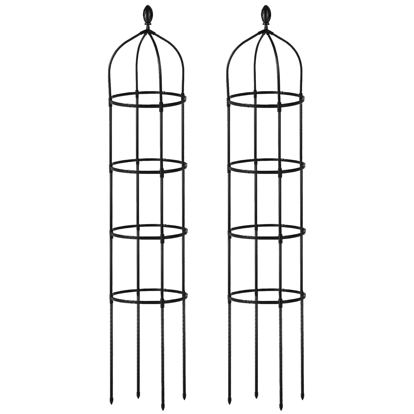 2 Pack Garden Obelisk Trellis 5.9FT Plant Support for Climbing Vines & Vegetables - Black