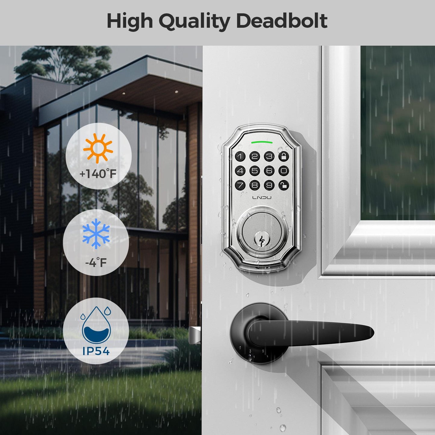 Keyless Entry Door Lock with Handle, App Control Front Door Lock Set with Keypad and Auto Lock
