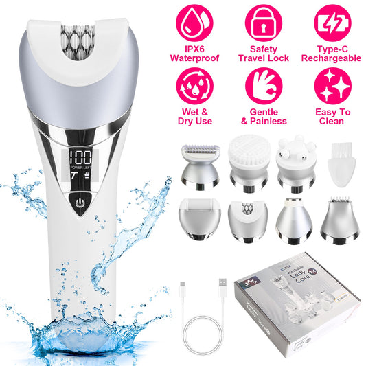 7-in-1 Electric Razor for Women - Cordless Wet & Dry Hair Removal Kit