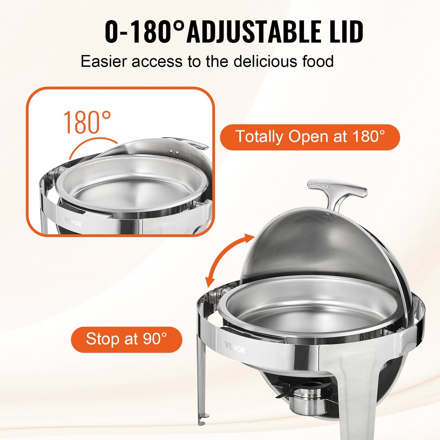 Roll Top Chafing Dish Buffet Set - 6 Qt Stainless Steel