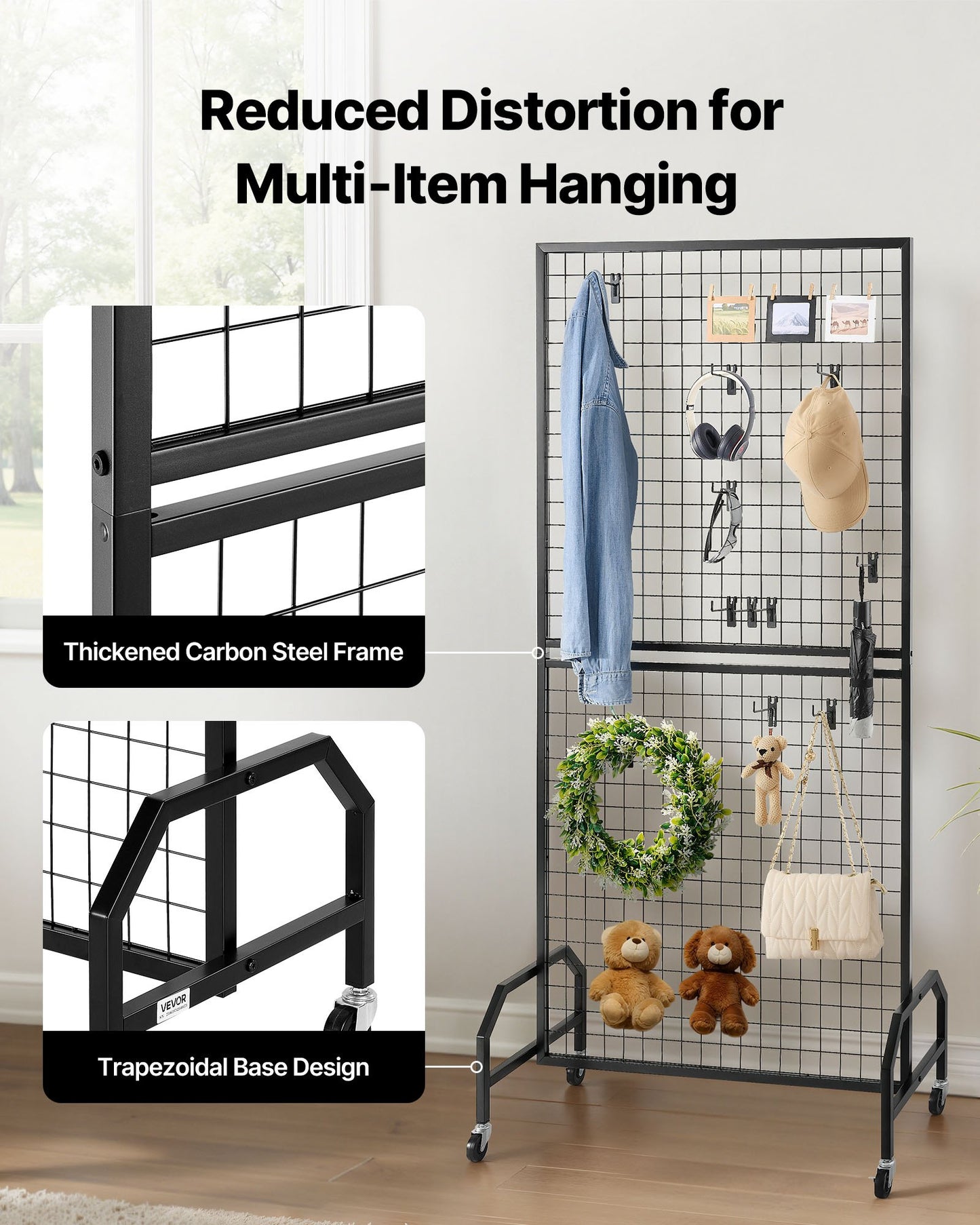 Grid Wall Panel Display Rack with Wheels - 2.9 x 5.9 Ft, 2 Packs