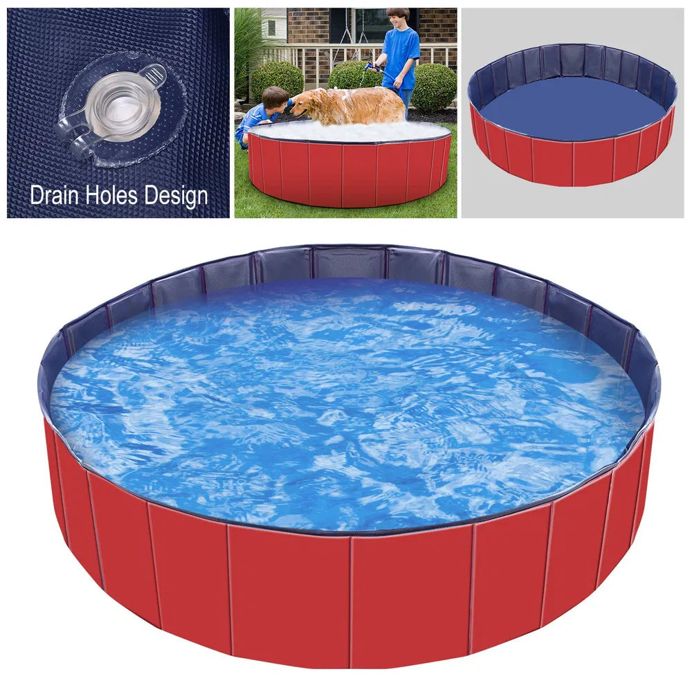 Foldable Pet Swimming Pool PVC Kiddie Dog Bathing Tub & Kids Playmat