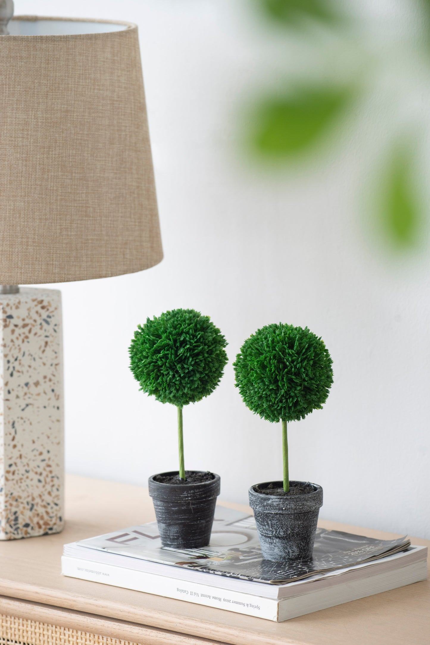 Mini Faux Potted Boxwood Topiaries - Set of 3 Green