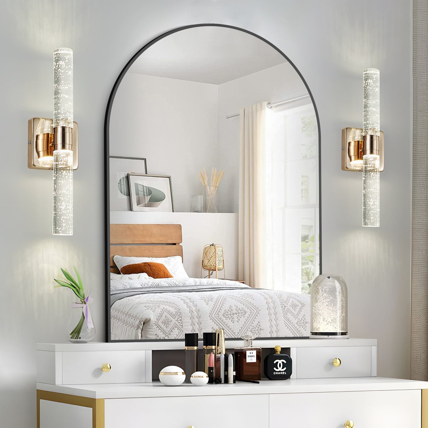 17-Inch Gold Wall Sconce with Bubble Crystal for Modern Indoor Lighting