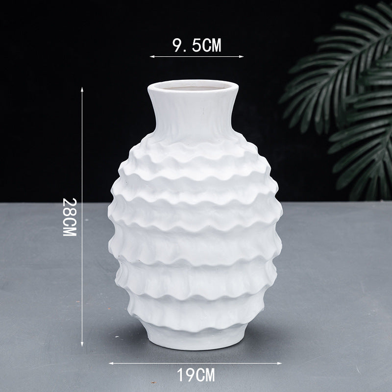 Irregular Wave Ceramic Vase - Modern White Porcelain Home Decor