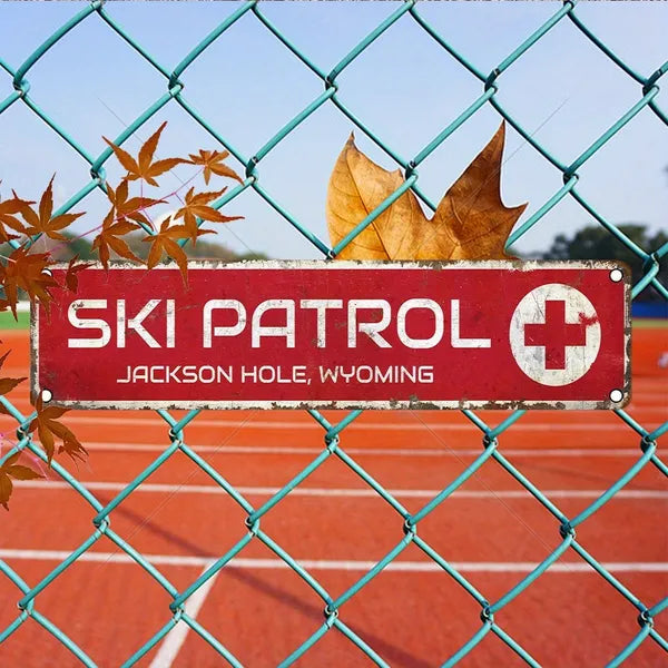 Jackson Hole Ski Patrol Vintage Aluminum Wall Sign - 4x16 Inches