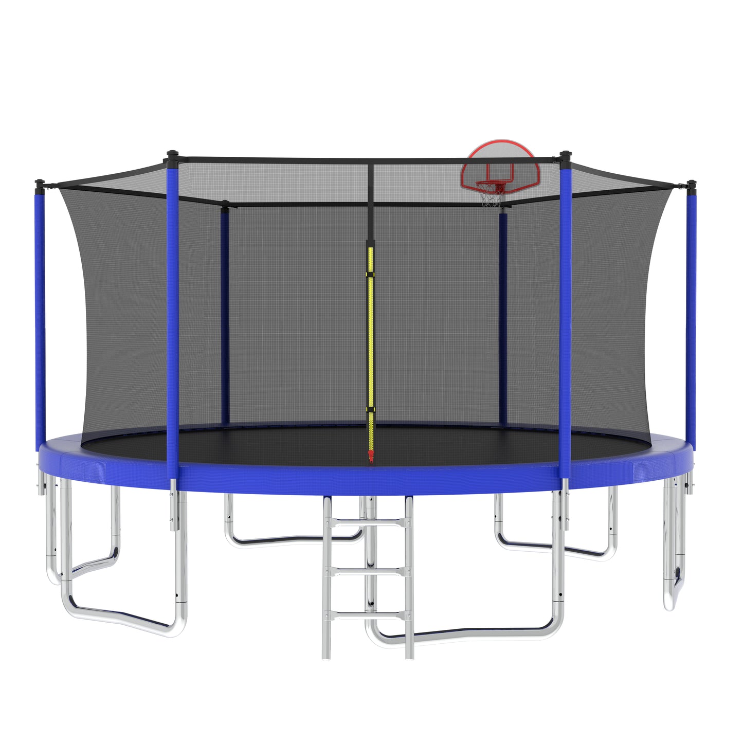 14FT Kids Recreational Trampoline with Safety Enclosure - Blue