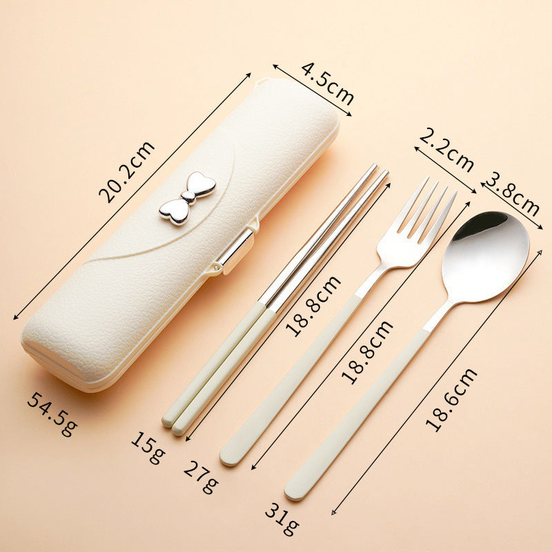 Stainless Steel Portable Tableware Set with Chopsticks, Spoon & Fork