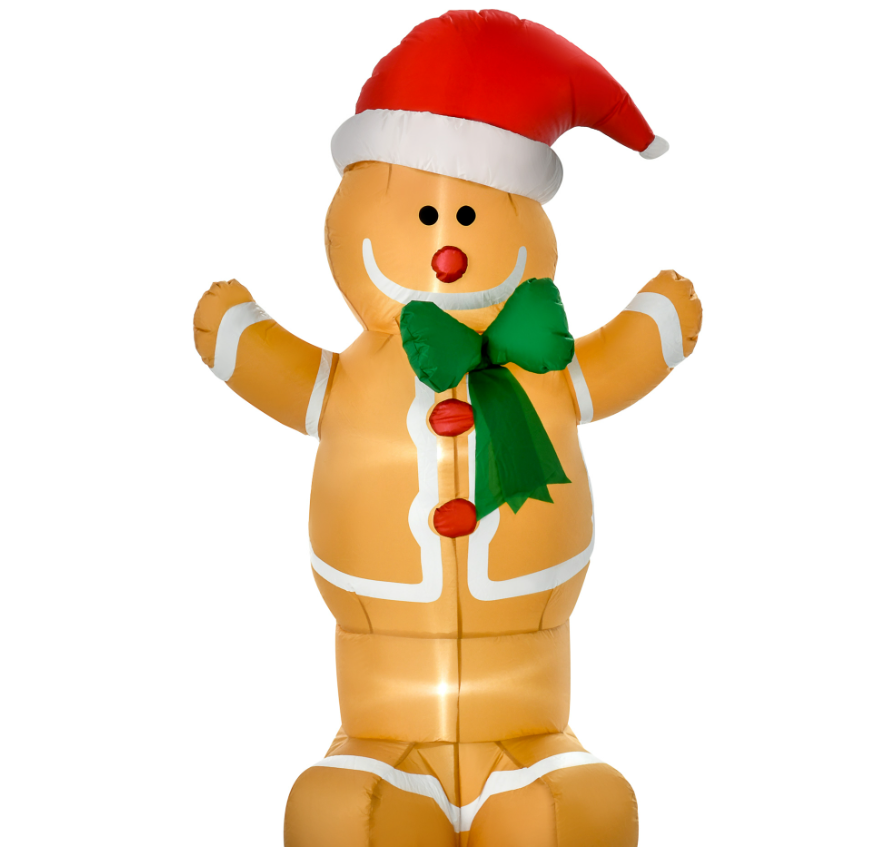 6ft Inflatable Gingerbread Man - Outdoor Christmas Decoration with LED Lights