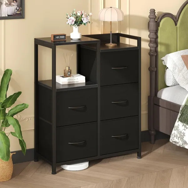 5 Drawer White Dressers For Bedroom 2 Tier Shelf Small Fabric Dresser