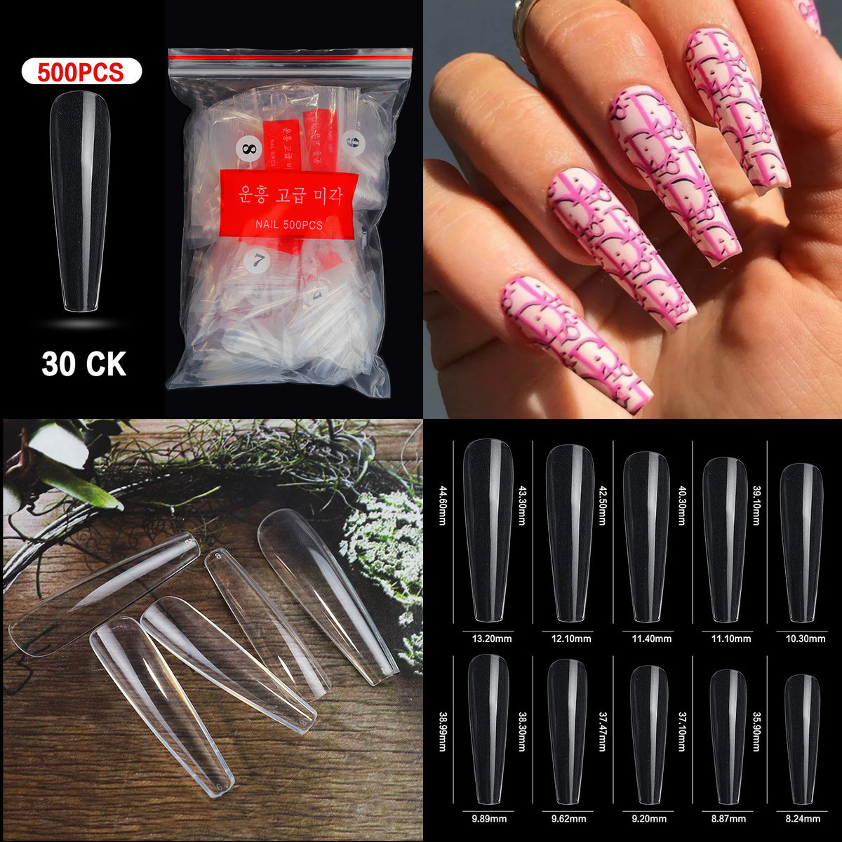 French Pointed Non-Marking Ballet Nail Art Tools - Transparent
