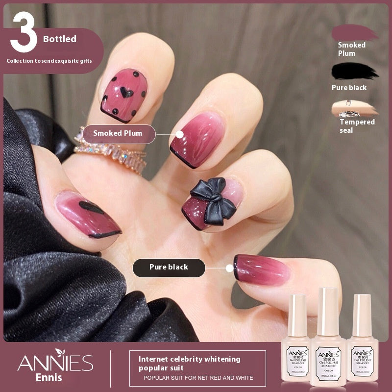 Three-Color Gel Nail Polish Set for Manicure - Nude, Purple, Orange