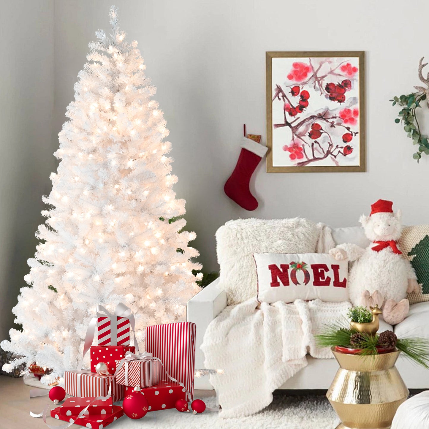 Prelit White PVC Christmas Tree - Multiple Heights Available