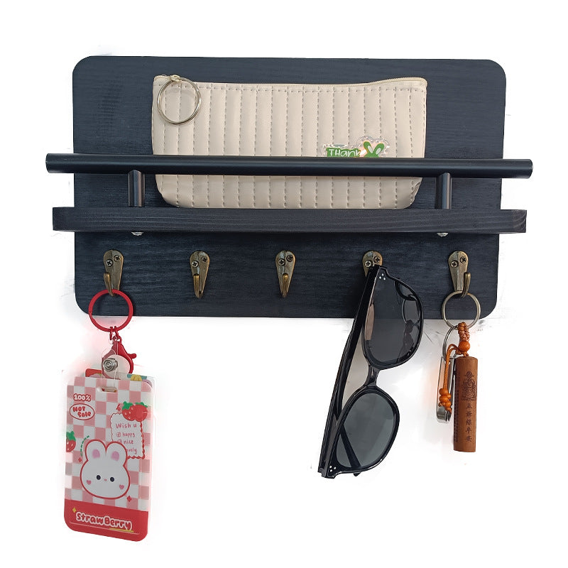 Wall-Mounted Wooden Mail Organizer Rack with 2 Shelves - Entryway Storage