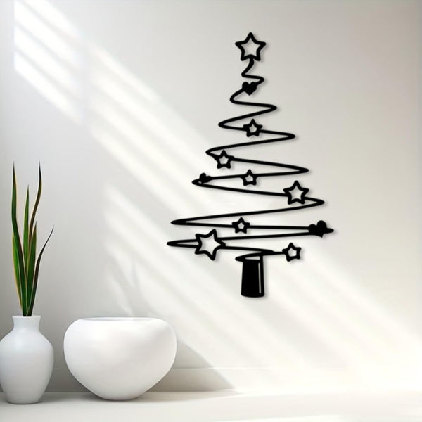 Minimalist Metal Christmas Tree Wall Decoration - Aluminum Art
