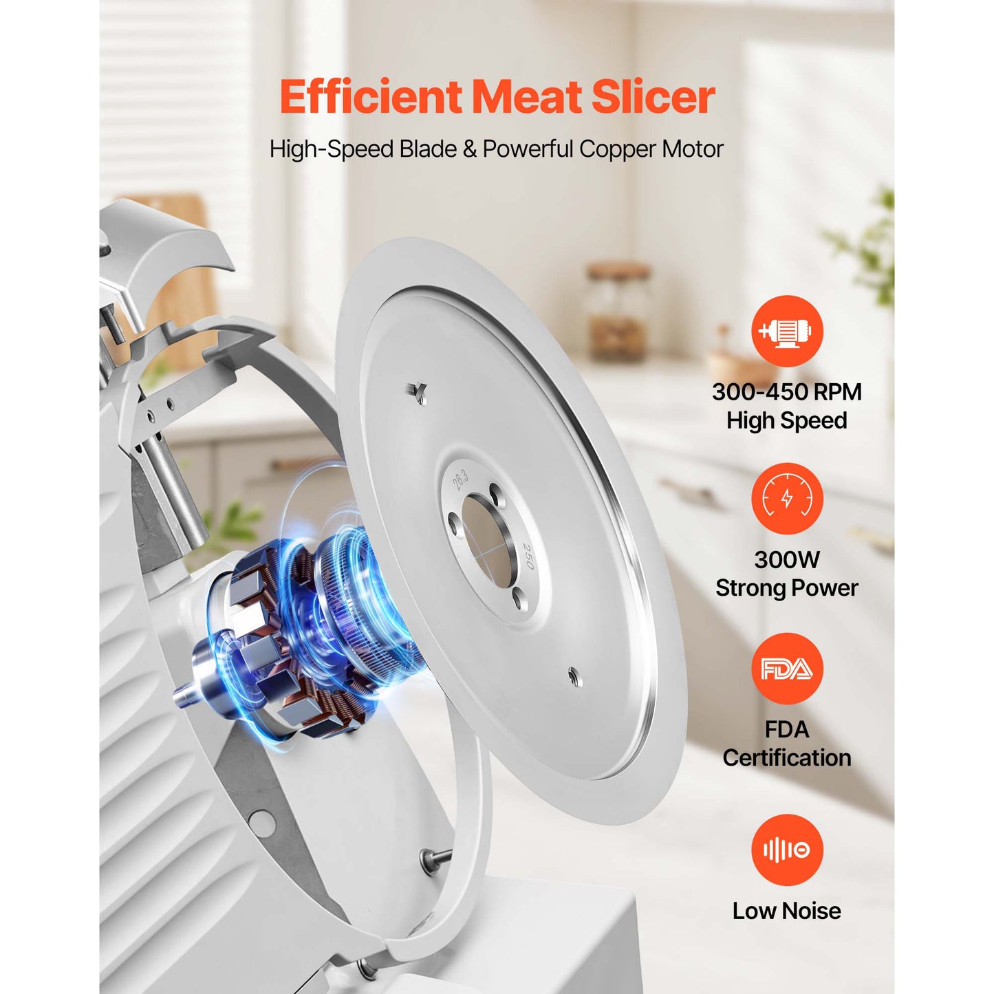 Electric Meat Slicer 300W with Removable 10" Carbon Steel Blade - Adjustable Thickness Food Cutter